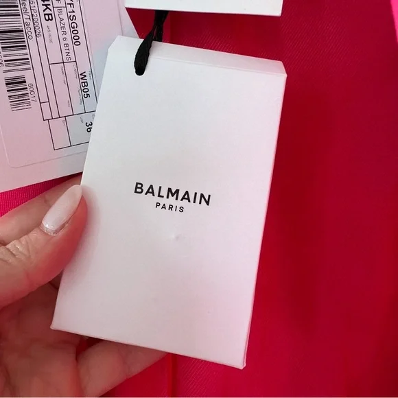 BALMAIN Double-Breasted Grain De Poudre Wool Blazer - Picture 6 of 12